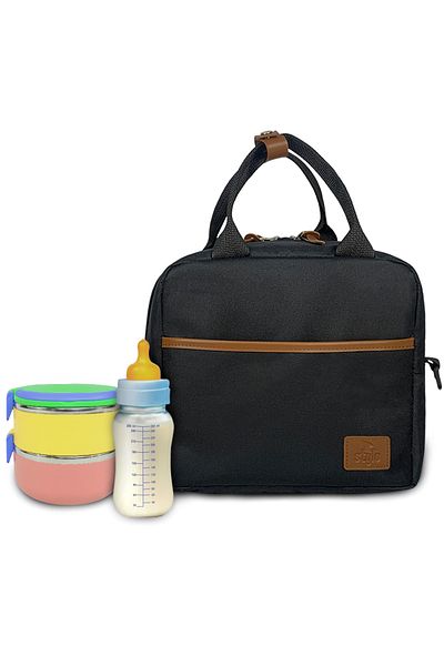 Stylo Food Carrying Lunch Bag Heat Insulated Thermal Bag with Hanger Black