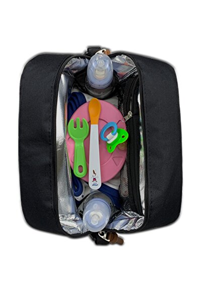 Stylo Food Carrying Lunch Bag Heat Insulated Thermal Bag with Hanger Black