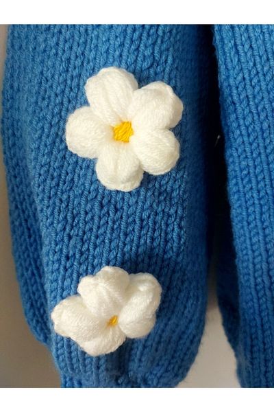 Handmade Cardigan floral tricotat manual
