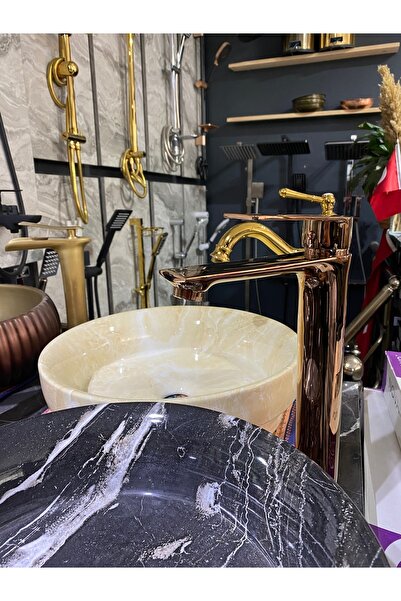 İSAOĞLU YAPI Bakır Çanak Lavabo Bataryası Bronz Lavabo Musluğu Kare Slim Tasa...