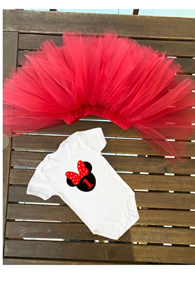 bba new trend فستان طفلة حمراء توتو