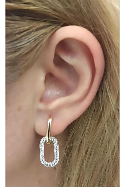 SİMGE Gold Zircon Stone Earrings