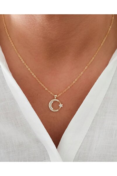 DENİZDENAL Ay Yıldız Zirkon Kolye