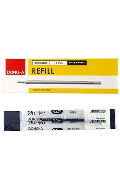 Dong-A My-gel Refill 0.5 Needle Tip Pen Refill 1 Box (12 PCS) – Black