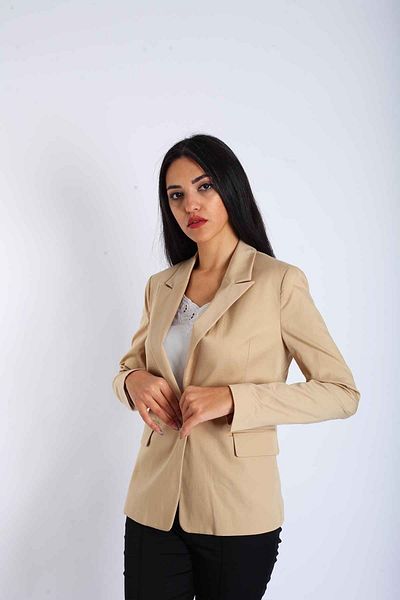 Blues Outlet Γυναικείο μονό κουμπί Casual Jacket-ψαμμίτη