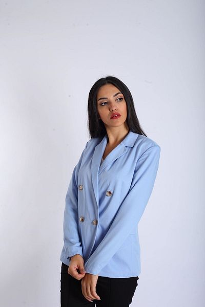 Blues Outlet Jachetă pentru femei, cu patru nasturi, albastru deschis