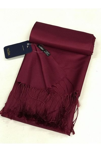Tuğba Silk Shawl % Face Silk - Claret Red