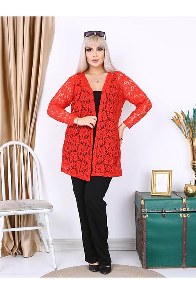 LİKRA Women's Large Size Lace Evening Dress Jacket