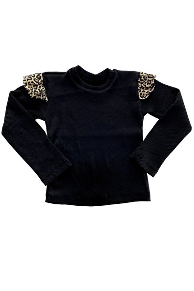 özge başaran Fată, fetiță Lycra, tricou cu mânecă lungă cu volan, țesătură di...