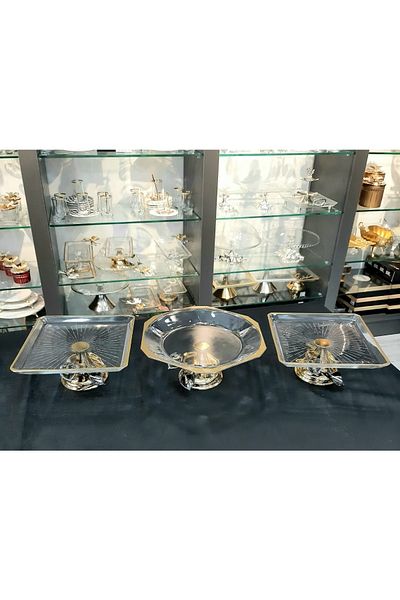 Santara مجموعة هدايا رائعة من Avangarde Double Gala مكونة من 3 قطع بأرجل معدنية ذهبية مذهبة