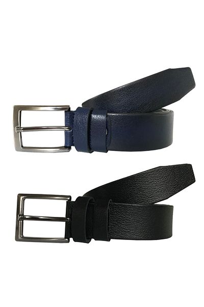 GoDeri Genuine Leather Super Set of 2 Black, Navy Blue Fabric Belt 3.5 Cm = 2pcs.77-79