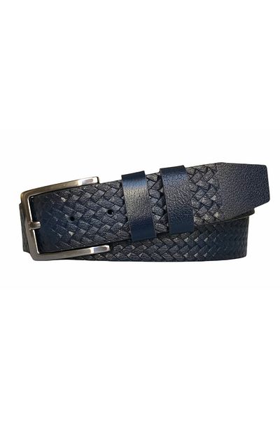GoDeri Curea din piele naturală 100% albastru marin 4 cm - dk-131-132-133