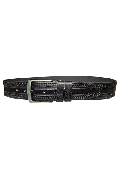 GoDeri %100 Hakiki Kaliteli Deri, Siyah 4.5 Cm Tek Parça Kot, Spor Kemer=dk-149-150
