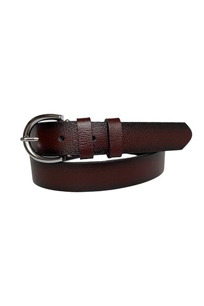 GoDeri 100% Genuine Leather Claret Red Thin Women's Belt with Silver Buckle, 3cm=3cm-kdn-01