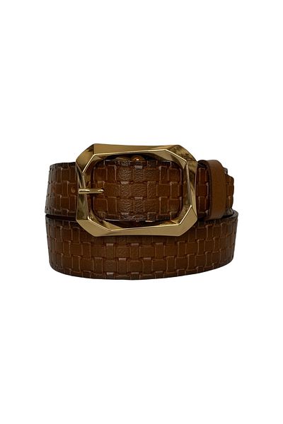 GoDeri 100% Genuine Leather, Brown Women's Jeans Belt with Gold Buckle 4 Cm=tyc00379969324