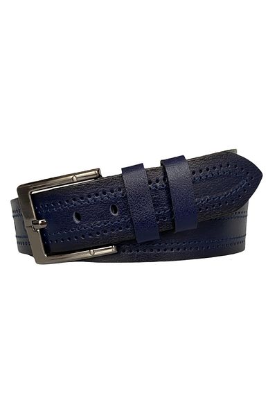 GoDeri Curea sport din denim albastru bleumarin cu model din piele naturală=pre-del