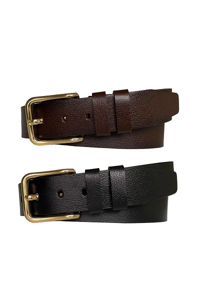 GoDeri 100% Genuine Leather 2-Piece Set 4 Cm One Piece Women's Jeans Belt Black, Dark Brown=rectangular