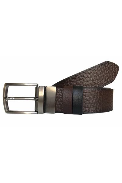 GoDeri 100% естествена кожа, двустранен шарен колан, 4 см, тъмнокафяв, черен=dk-double-pattern.koka.si-4cm