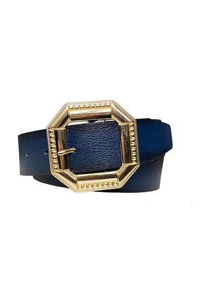 GoDeri 100% piele naturală, bleumarin, curea de blugi pentru femei cu cataramă aurie 4 cm=pătrat-auriu