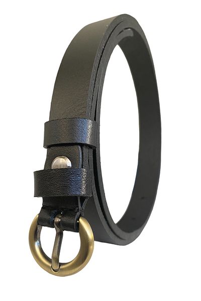 GoDeri Black Very Thin Women's Belt with Gold Buckle - 100% Genuine Leather, 1.8 cm = multi-ince-08