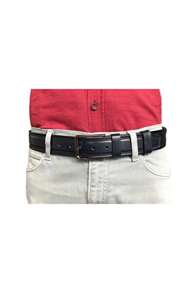 GoDeri Справжній шкіряний ремінь з візерунком, синій, 4 см = go-4cmçift