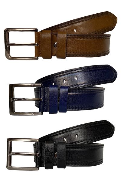 GoDeri Αθλητική ζώνη τζιν με μοτίβο μαύρη Navy Blue Tan - 4,5 cm, Σετ 3