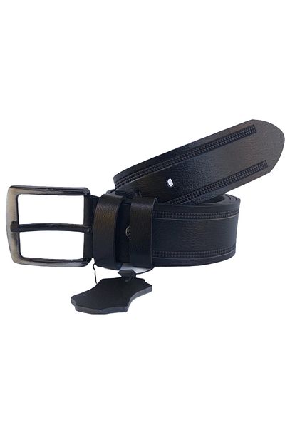 GoDeri Curea de blugi neagră din piele naturală cu model - 4,5 cm = dk-0023