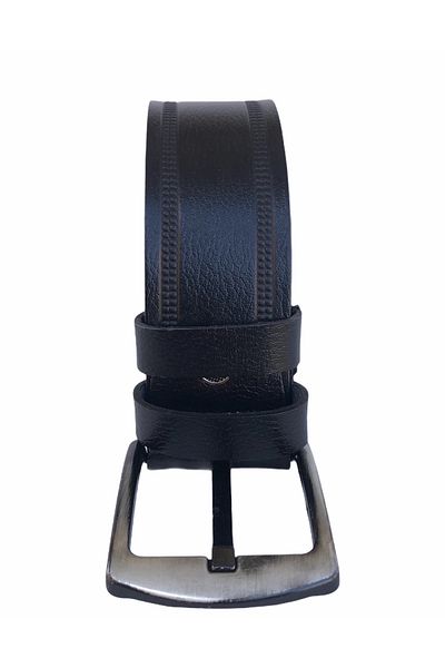 GoDeri Curea de blugi neagră din piele naturală cu model - 4,5 cm = dk-0023
