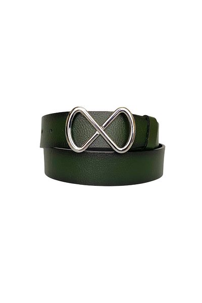 GoDeri 100% piele naturală, cataramă argintie, curea de blugi pentru femei, verde, 4 cm=an-byn-41