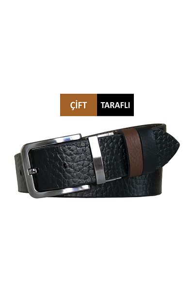 GoDeri Curea Neagră și Maro, 4 Cm, Dublu Față, Piele Veratică - Dk-Double-Mika