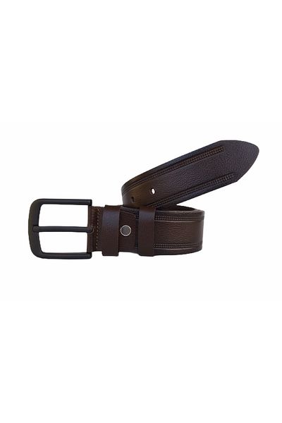 GoDeri 100% Genuine Luxury Leather Brown Patterned Jeans Belt 4.5 Cm=gkdk0011