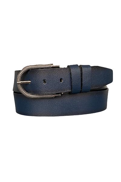 GoDeri 100% piele naturală, cataramă argintie mat, blugi de damă bleumarin, centură sport 4 cm=an-byn-27