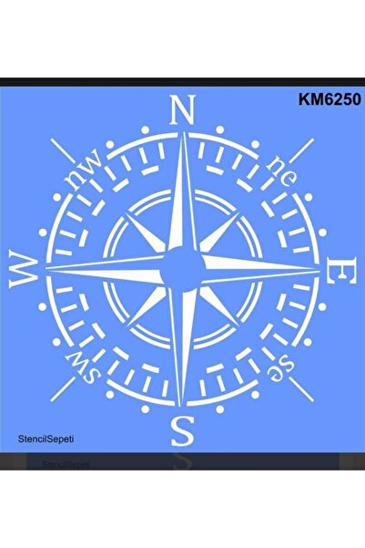 DERYA DESİNG ART استنسل نمط البوصلة موديل St6250 - 30x30 سم