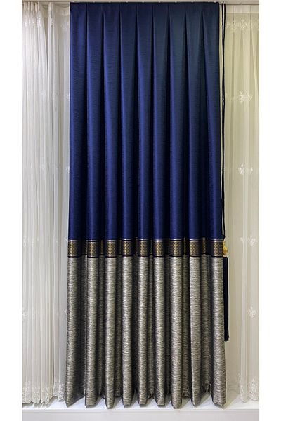 Fon Dünyası Panel Background Curtain Dark Blue Gray (single Wing)