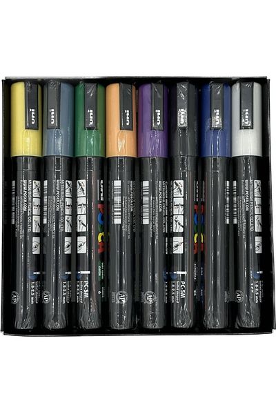 UNİ-BALL Posca Uni Poster Marker - Pc-5M/7+1 Assorted Colors, 8 Pieces