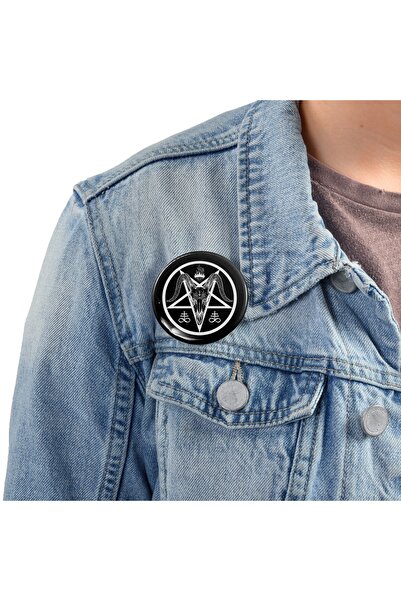 Fizello Baphomet Pentagram. Goat Skull Buton Rozet