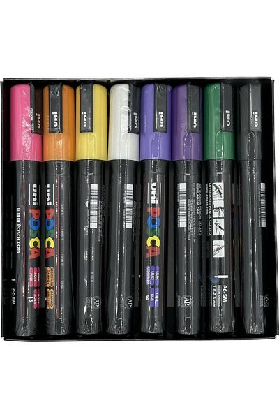 UNİ-BALL Posca Uni Poster Marker - Pc-5M/7+1 Assorted Colors, 8 Pieces