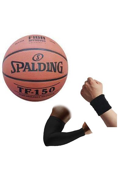 SPALDING Tf-150 Basketball Ball Perform Size 7 Fıba ​​με λογότυπο + μπράτσο μπάσκετ + πετσέτα