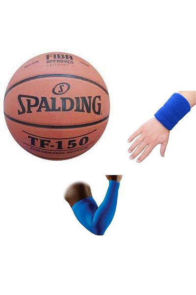 SPALDING Tf-150 Basketball Ball Perform Size 6 Fıba ​​με λογότυπο + μπρασελέ μπάσκετ + πετσέτα βραχιολάκι