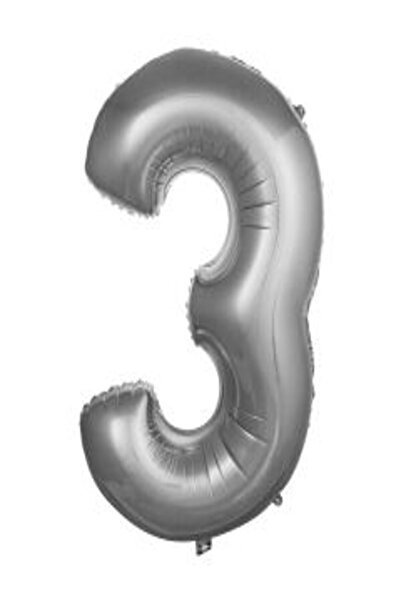 3- Rakam 34 Inc Gümüş Renk Balon 76 Cm