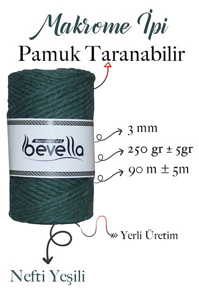 Bevella Macrame Cord Σκάνδαλο Μακραμέ Σκάνδαλο 3mm Σκάνδαλο Βαμβακερό Μονό Περιστρεφόμενο Σκάνδαλο Μακραμέ Nefti Green
