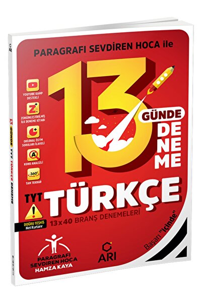 Arı Yayıncılık Tyt Türkçe 13 Günde 13x40 Branş Denemeleri Hamza Kaya