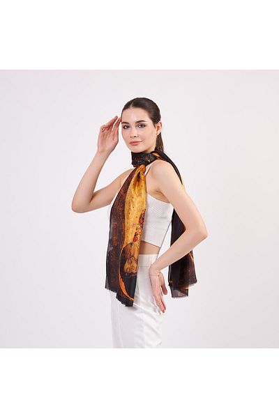 Nomads Felt Voile Silk Scarf| 55x180 cm| Gustav Klimt The Kiss| Nomads Felt