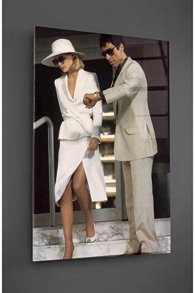 TAULART Pictură pe sticlă cu Tony Montana și Elvira Hancock