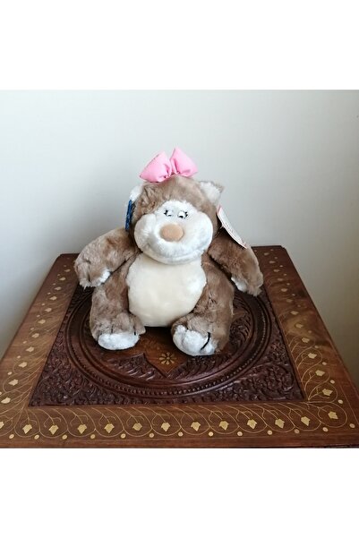 applause Peluş Tüylü Kız Goril Bej Renkli Pembe Kurdeleli Oturan Yumuşak Dolg...