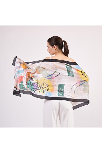 Nomads Felt Voile Silk Scarf| 55x180 Cm| Kandinsky Dominant Curve|