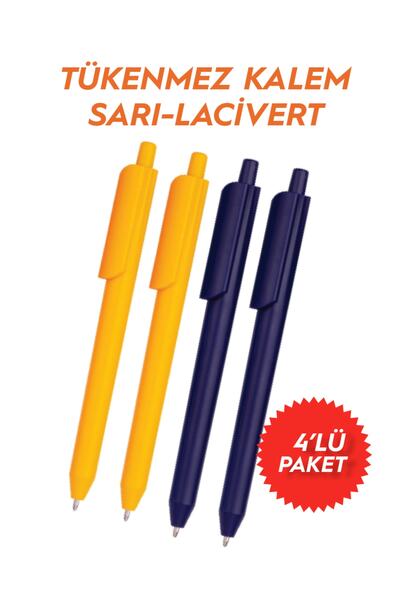 imo medya مجموعة أقلام حبر جاف مكونة من 4 قطع (أصفر-أزرق داكن) klm888