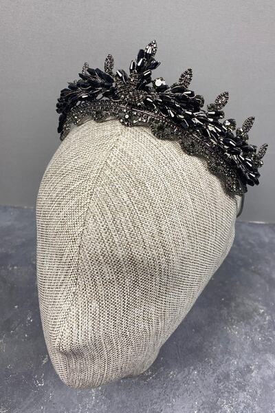 Bride Aksesuar Dünyası Set de coroană de mireasă cu cristale negre, model Mar...