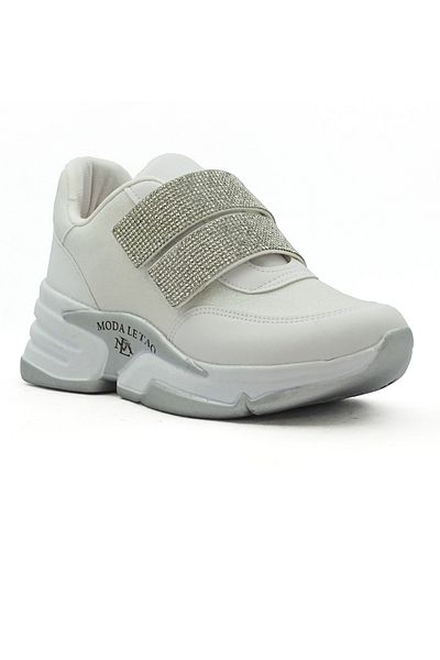LETAO Γυναικεία Ασημένια Πέτρα Διπλό Velcro Strap Easy Wear Sports Sneaker Παπούτσια