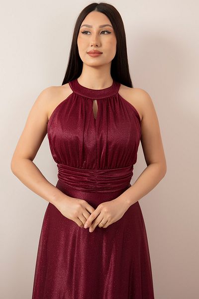 PULLIMM Rochie de seară lungă cu sclipici cu decolteu C 13320